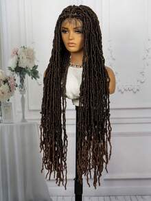 36inch Super Long Lace Front Synthetic Hair Ombre Brown Braided Cap - Ombre - View 8