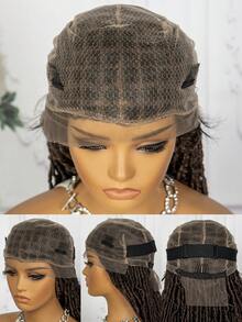 36inch Super Long Lace Front Synthetic Hair Ombre Brown Braided Cap - Ombre - View 4