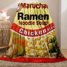 1pc Chicken Flavor Noodle Soup Fennel Blanket For All Seasons Lunch Break Blanket Warm Cozy Soft Throw Blanket Cozy Lightweight Blanket For Couch Bed Travel Camping Living Room Office Sofa Chair Bed Flannel Blanket - Red - View 4