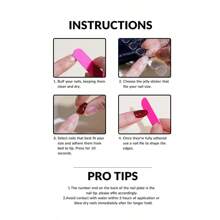 24入組法式銀色閃粉指甲貼紙，指甲藝術貼紙，可佩戴裝飾；包括24份果凍膠和1個指甲磨光器，適用於日常佩戴和相配的貼上式指甲，適用於指甲用品 - 淺粉色 - 查看 5