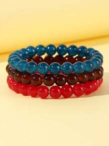 3-6pcs Colorful Beaded Elastic Rope Women's Bracelet - Multicolor - View 13