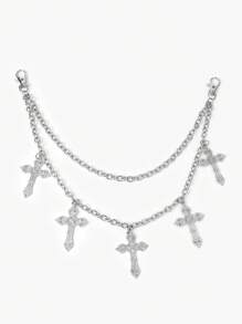 一對五吊墜腰鍊龐克牛仔褲褲鏈哥德風格 - 銀色 - 查看 2