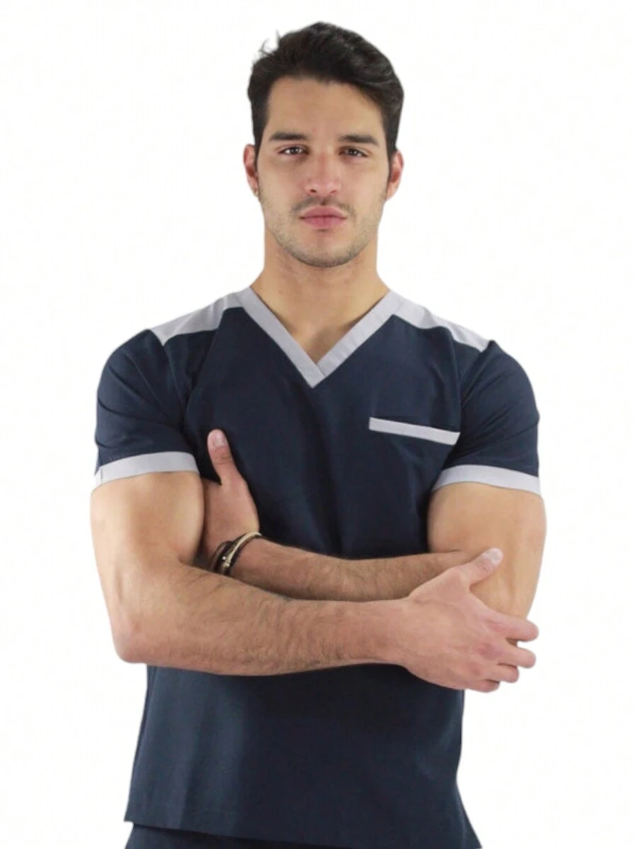 SOULMATE Filipino Surgical Man V Neck - Navy Blue - View 1