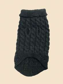 1件宠物犬猫保暖针织衣,适用于秋冬季节 - 黑色 - 查看 3