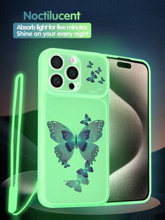 1 st. Upplysande Matt Lila TPU Fjäril Mönster Skyddande Telefonfall Och 1 st. Upplysande Silikon Rem , Kompatibel med iPhone , Android , Samsung , Xiaomi , Oppo