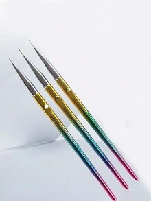 3入組多色金屬棒針藝術筆,可畫線、繪畫花卉,diy美甲工具 - 彩色 - 查看 2