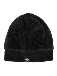 1入組中性黑/灰/卡其針織帽，冬季混紡厚針織保暖小編帽，適用於寒冷天氣 - 卡其色 - 查看 5