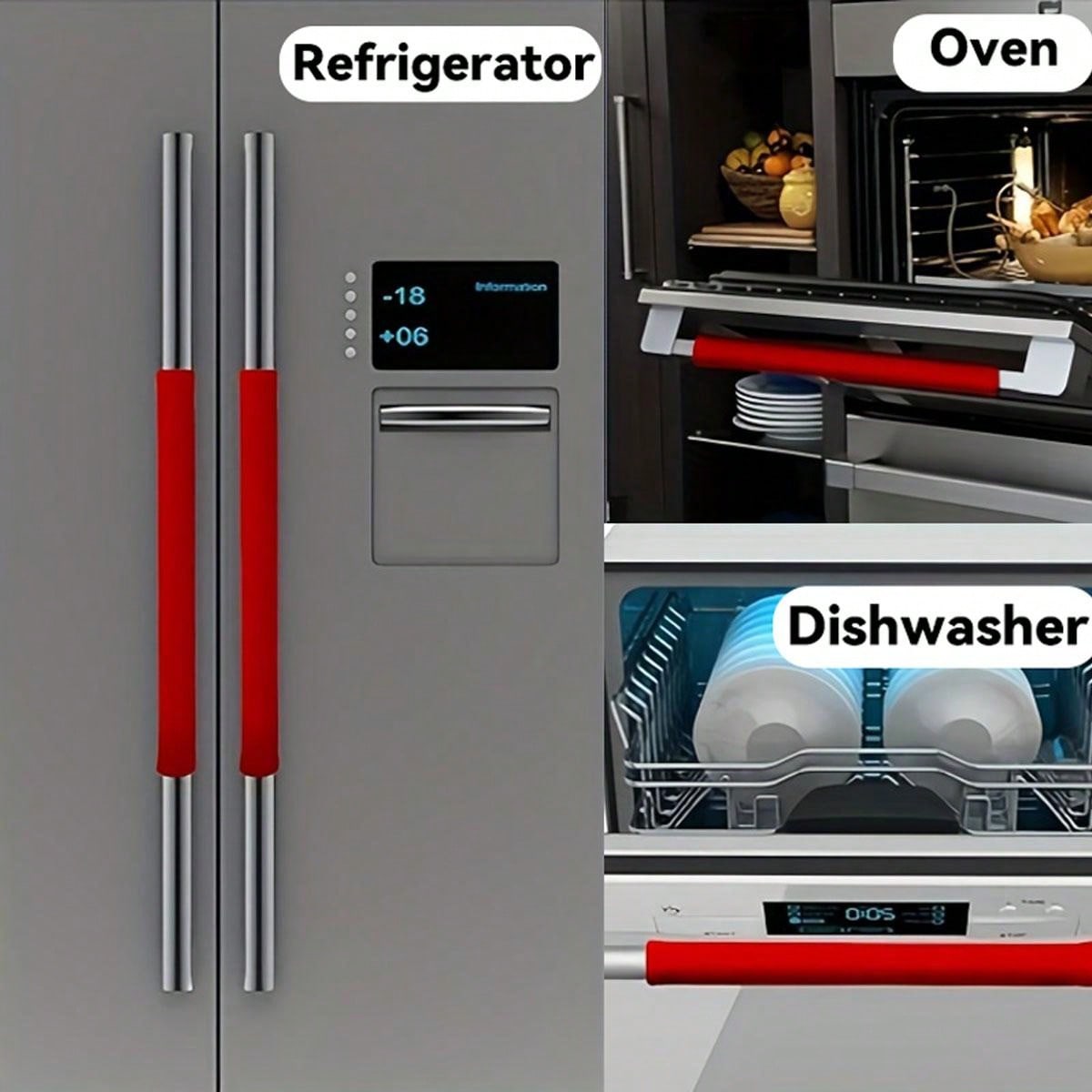 1/2pcs Red Refrigerator Door Handle Cover, Suitable For Fridge