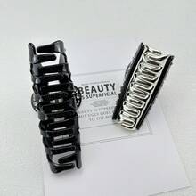 2入組黑色紋理鑲嵌水晶夾子套裝 - 黑色 - 查看 2