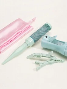 旅行/家用套裝,空心梳子,空心按摩梳子,滾輪梳子,圓梳,扭曲髮卷,鱷魚夾,美髮夾帶收納袋 - 綠色 - 查看 3