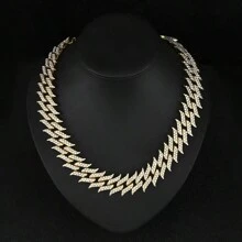 1 件歐美男士合金嘻哈首飾全裝飾荊棘形狀獨特蛇骨吊墜項鍊 - 荊棘嘻哈項鍊 - 查看 14