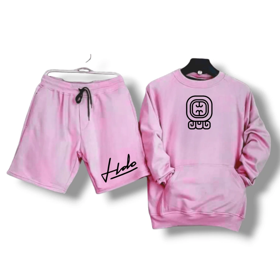conjunto para HOMBRE sudadera y short con canguro - Rosa - Ver 1