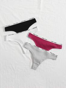 DORSU Yoga 4pcs/Lot Letter Pattern Low-Rise Seamless T-Back Sexy Underwear Sports - Multicolor - View 3