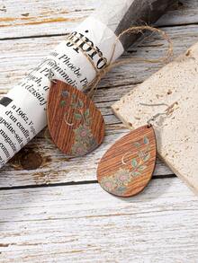 情人節浪漫粉色信封、心形氣球、牛頭、水滴形女士木製耳環,印花手繪圖案 - 彩色的 - 查看 18