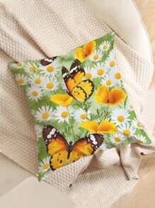 1pc Butterfly Pattern Printed Cushion Cover, Modern Pillow Case, Single-Sided Printing, Sofa Use, Home Decorative Pillow Case (Pillow Core Not Included)