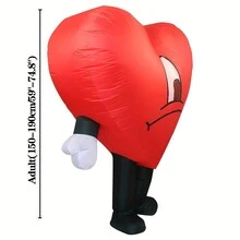 Adult Inflatable Heart Costume, Unisex Inflatable Costume - Full Body Heart Themed Fancy Dress, Suitable For Halloween, Carnival, Christmas And Various Event Parties, Valentine's Day Costume - Red - View 3