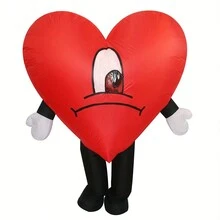 Adult Inflatable Heart Costume, Unisex Inflatable Costume - Full Body Heart Themed Fancy Dress, Suitable For Halloween, Carnival, Christmas And Various Event Parties, Valentine's Day Costume - Red - View 1