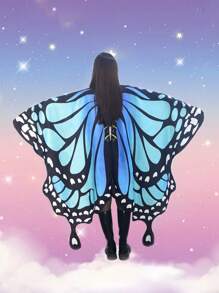 新款蝴蝶斗篷淺藍色蝴蝶斗篷舞蹈服飾裝飾蝴蝶翅膀 - 淺藍色 - 查看 1