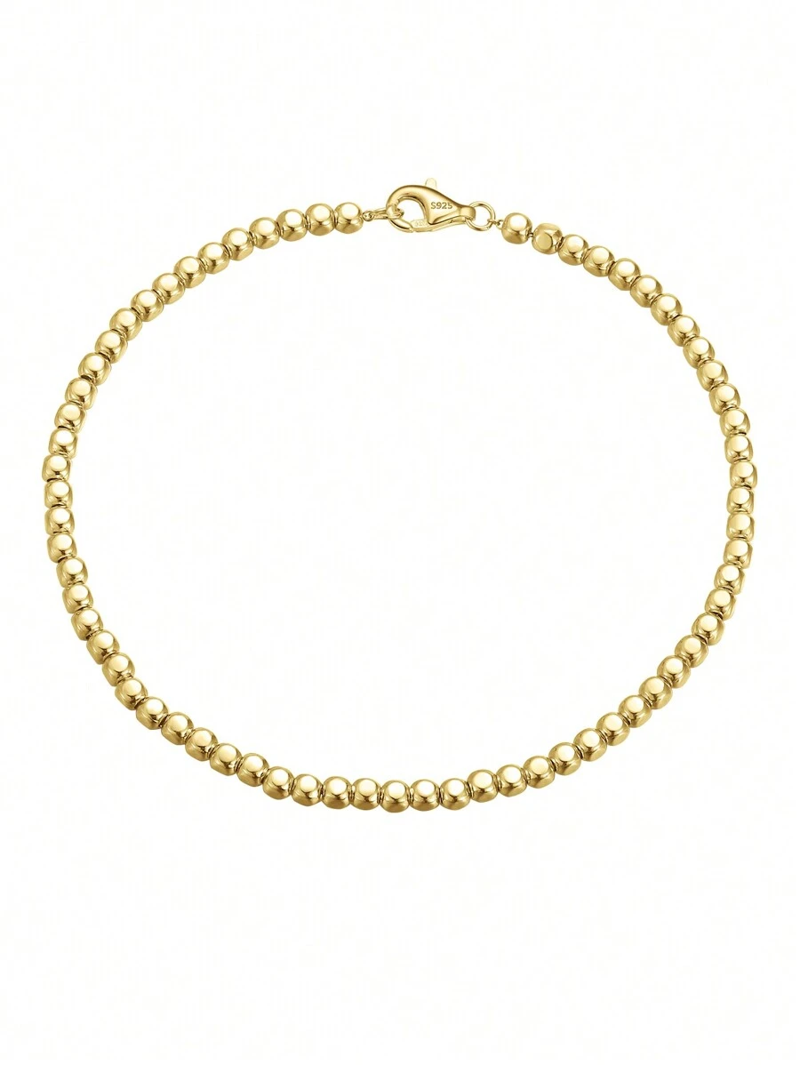 1 cái Thành thật 925 sterling bạc Hạt Chuỗi vòng tay Duy nhất Hạt Thiết kế Lobster Clasp Tuyệt đẹp Mạ vàng 18K Đồ trang sức Món quà tốt nhất Đối với Tiệc sinh nhật - Vàng - Xem 1