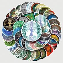 50入組卡通生命樹塗鴉貼紙,塗鴉防水貼紙卡通貼紙,女孩愛,戶外運動貼紙,單車裝飾,動漫guka貼紙貼紙,攀岩、徒步旅行、滑雪、跳傘、街頭戀人富於美感的可拆卸貼紙,可用於瓶子、摩托車、滑板等 - 銅色 - 查看 2