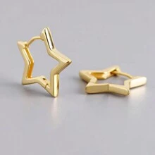 1 Pair Fashionable Minimalist Geometric Star Earrings For Women, Suitable For Banquet, Party, Holiday And Daily Wear