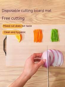 1pc Disposable Pe Plastic Cutting Board Mat For Kitchen, Portable, Anti-Slip, With Food Classification Features - White - View 4
