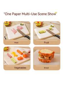 1pc Disposable Pe Plastic Cutting Board Mat For Kitchen, Portable, Anti-Slip, With Food Classification Features - White - View 3