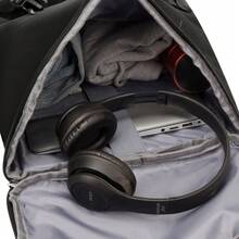 品牌設計黑色校園背包,高中學生旅行背包,大型雙肩帆布袋 - 黑色 - 查看 11