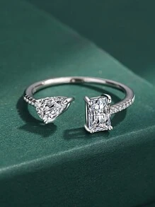 ESBERRY 1枚可调节几何戒指，女士拇指戒指，925纯银精致珠宝礼品 - 銀色 - 查看 1