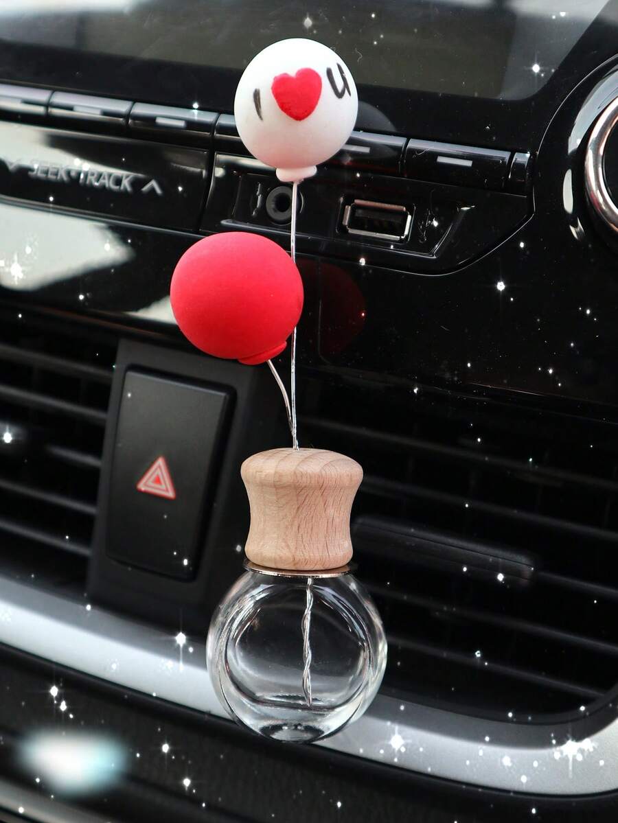 1入車用氣球香水瓶空瓶裝飾,玻璃香氛空調出風口夾 - 無色 - 查看 1