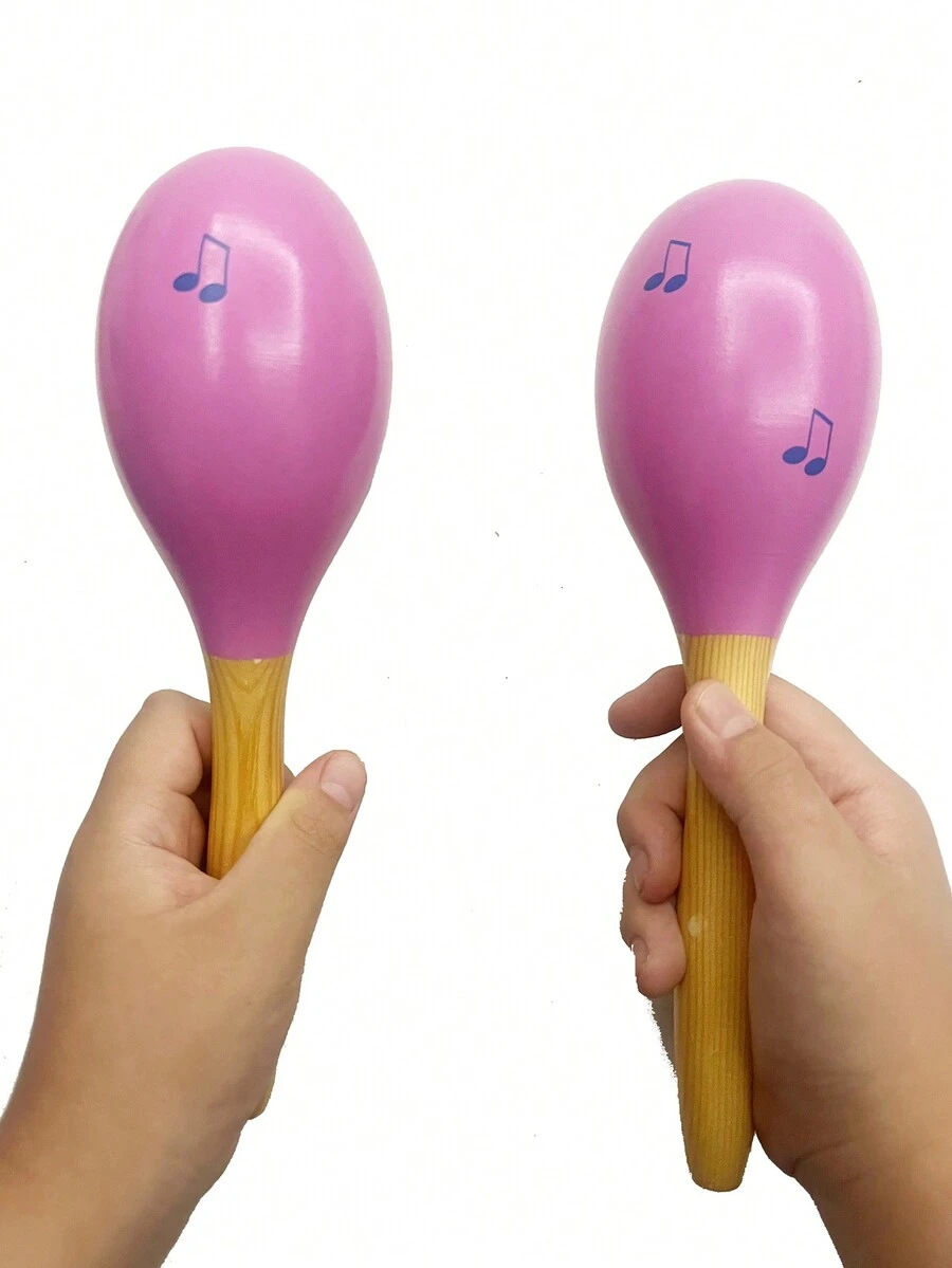 Orff Percussion Instrument Children Plastic Sand Shaker With Gentle Rattle Sound, Sand Hammer Made Of Wood For Music Education - Pink - View 1