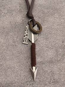 1 pieza Collar con colgante de punta de flecha de aleación y con cuerda trenzada para hombres, regalo del Día de San Valentín - Estilo de flecha - Ver 13