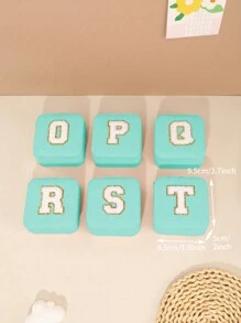 1入簡約字母系列珠寶收納盒,適用於戒指、項鍊、耳環等 - 綠色 - 查看 11