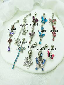 1pc Exquisite Fashionable Butterfly Navel Ring For Women, Suitable For Holiday Gift Giving And Promotional Events - Style1 - View 3