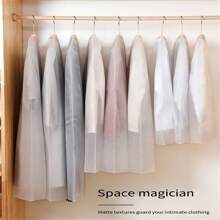 1pc Transparent Dustproof Garment Bag With Hanger Hook, For Suit, Coat, Clothes Storage, Wardrobe - White - View 7