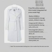 1pc Transparent Dustproof Garment Bag With Hanger Hook, For Suit, Coat, Clothes Storage, Wardrobe - White - View 10