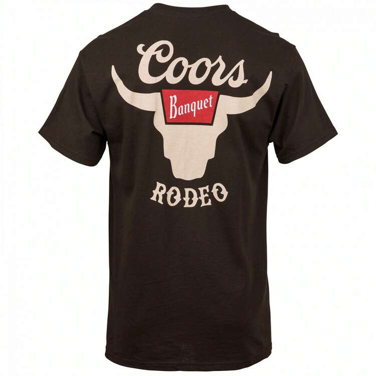 Rodeo Horns Logo Brown Front And Back Print T-Shirt - 棕色 - 查看 3