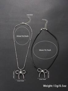 1 件復古和個人化簡約風格蝴蝶結形狀鍍金吊墜項鍊適合通勤、約會、好友禮物 - 彩色 - 查看 4