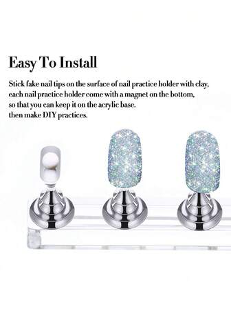 XIYANG TRADE 用于按压指甲展示的指甲架、用于涂指甲练习的磁性假指甲架、初学者亚克力美甲套装配件、美甲沙龙设备和装饰、美甲用品、美甲工具、美甲工具、返校用品、指甲、按压指甲用美甲工具