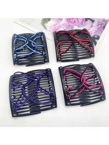 1個新款式女用梳子髮夾套裝,防滑髮夾,時尚髮飾適用於高蓬鬆和馬尾,適合做後髮 - 黑色 - 查看 3