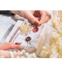 30張 '乾花標本製作' 系列乾花diy拼貼手帳,'祝你有美好的一天' Diy裝飾材料包,適合作為假期禮物 - 黃色 - 查看 9