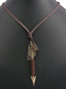 1 pieza Collar con colgante de punta de flecha de aleación y con cuerda trenzada para hombres, regalo del Día de San Valentín - Estilo de flecha - Ver 5