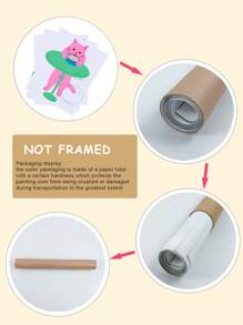 3入組粉色卡通貓設計無框畫布藝印刷品,適用於客廳和臥室,出人意料的禮物 - 彩色 - 查看 6