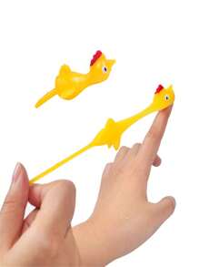 5 Piezas Lanzador De Pavos, Divertido Juguete Elástico Con Forma De Pollito Que Se Puede Lanzar Con Una Gomera, Pegajoso Y Decompresivo, Ideal Para La Práctica. Juguete De Broma Novedoso Y Divertido. - Amarillo - Ver 4