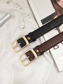 Square Buckle Belt Summer, School Fall, Autumn, Halloween - Coffee Brown - View 4