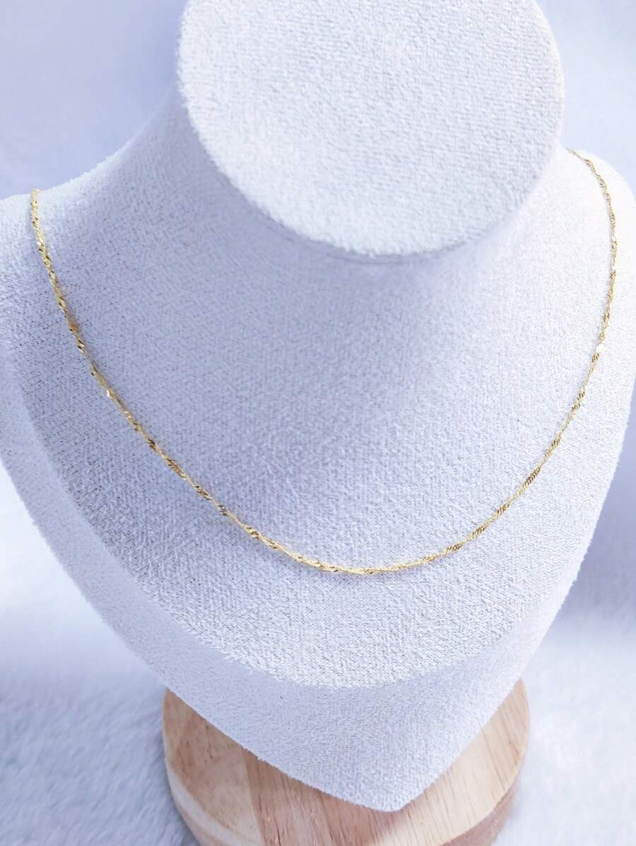 1入組S925銀最受歡迎波浪設計首飾類單吊墜項鍊適合女士,多巴胺禮品適用於宴會和生日 - 金黃色 - 查看 1