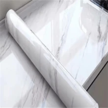 Papel De Parede Adesivo Mármore Preto Brilhante Lavável (2*3M) METROS X 60CM Renove Seu Moveis Bancada Ambiente Cozinha Banheiro - branco + cinza - Visão 3