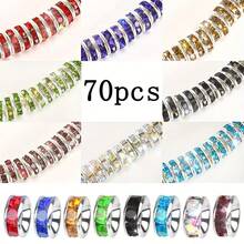 70pcs  6/8/10mm  Spacer Beads Copper Beads Rhinestone Inlaid Beads For Jewelry Making Bracelet Pendants Necklace Accessories - Mixed 70pcs - View 2