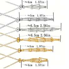 1PC Natural Crystal Raw Stone Net Metal Bamboo Necklace Woven Pendant Adjustable Chain Net Pendant - Large - View 4