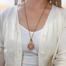 1PC Natural Crystal Raw Stone Net Metal Bamboo Necklace Woven Pendant Adjustable Chain Net Pendant - Large - View 2